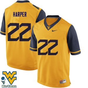 Men's West Virginia Mountaineers NCAA #22 Jarrod Harper Gold Authentic Nike Stitched College Football Jersey CH15D34NM